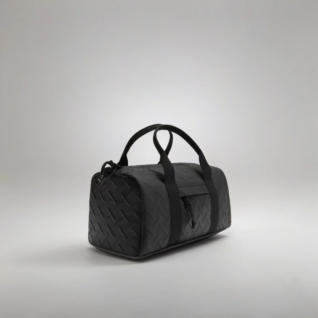 LS Fashion black weekender bag with quilted pattern and dual handles for travel and short trips